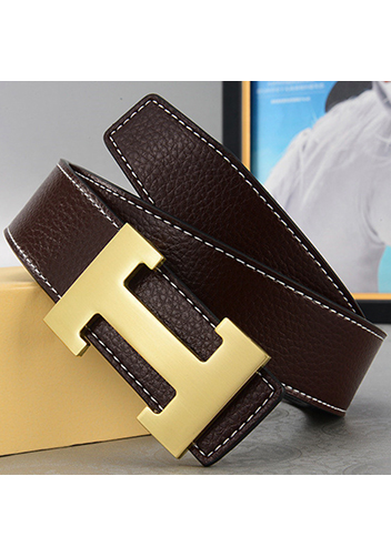 Tiger Lyly H GOLD BUCKLE LEATHER BELT DARK BROWN FOR MEN