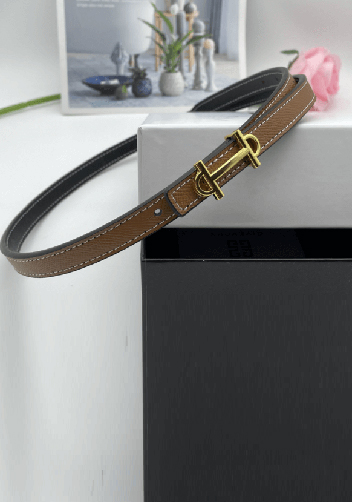 Tiger Lyly H GOLD BUCKLE LEATHER BELT DARK BROWN FOR WOMEN