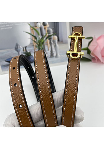 Tiger Lyly H GOLD BUCKLE LEATHER BELT DARK BROWN FOR WOMEN