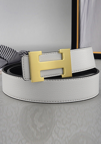 Tiger Lyly H GOLD BUCKLE LEATHER BELT WHITE FOR MEN