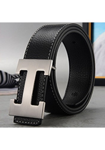 Tiger Lyly H SILVER BUCKLE LEATHER BELT BLACK FOR MEN