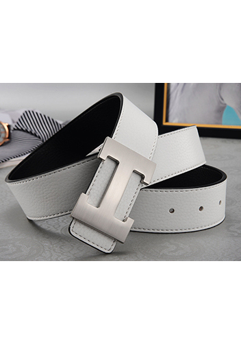 Tiger Lyly H SILVER BUCKLE LEATHER BELT WHITE FOR MEN