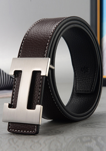 Tiger Lyly H SILVER BUCKLE LEATHER BELT DARK BROWN FOR MEN