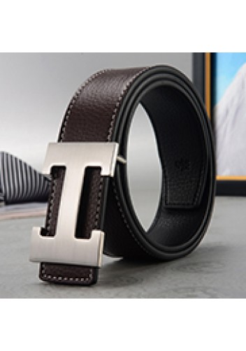 Tiger Lyly H SILVER BUCKLE LEATHER BELT DARK BROWN FOR MEN