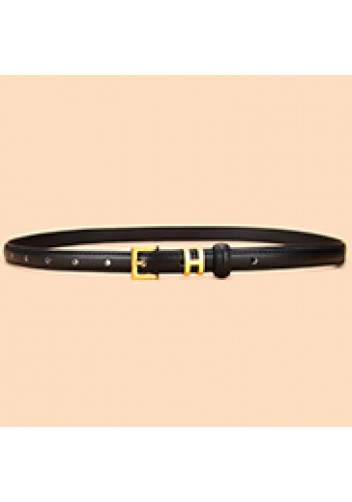 Tiger Lyly SMALL H GOLD BUCKLE LEATHER BELT BLACK FOR WOMEN