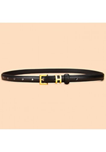 Tiger Lyly SMALL H GOLD BUCKLE LEATHER BELT BLACK FOR WOMEN