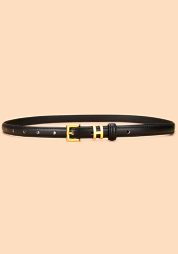 Tiger Lyly SMALL H GOLD BUCKLE LEATHER BELT BLACK FOR WOMEN