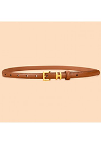 Tiger Lyly SMALL H GOLD BUCKLE LEATHER BELT BROWN FOR WOMEN