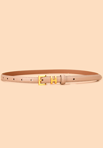 Tiger Lyly SMALL H GOLD BUCKLE LEATHER BELT LIGHT KHAKI FOR WOMEN