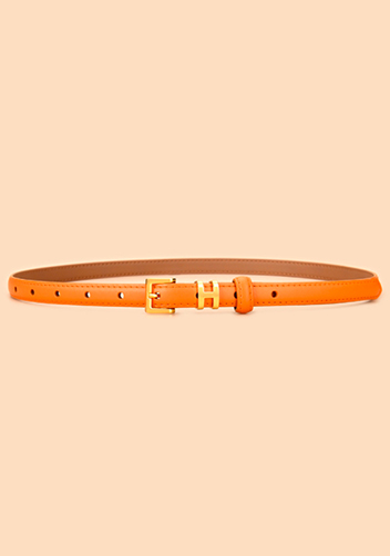 Tiger Lyly SMALL H GOLD BUCKLE LEATHER BELT ORANGE FOR WOMEN