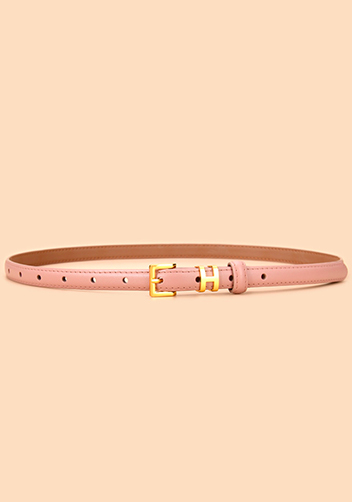 Tiger Lyly SMALL H GOLD BUCKLE LEATHER BELT PINK FOR WOMEN