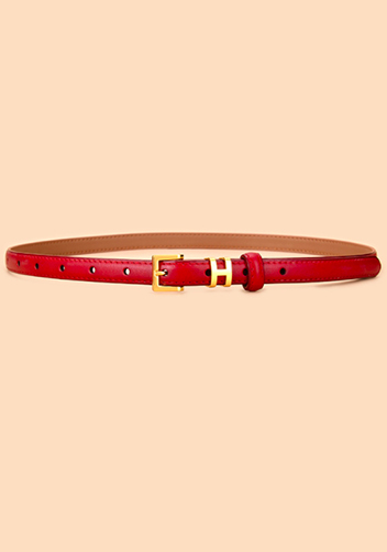 Tiger Lyly SMALL H GOLD BUCKLE LEATHER BELT RED FOR WOMEN