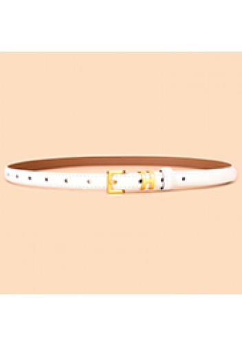 Tiger Lyly SMALL H GOLD BUCKLE LEATHER BELT WHITE FOR WOMEN