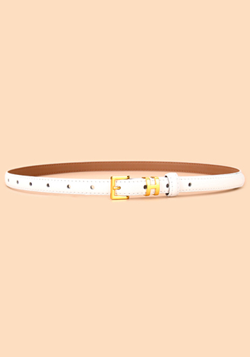 Tiger Lyly SMALL H GOLD BUCKLE LEATHER BELT WHITE FOR WOMEN