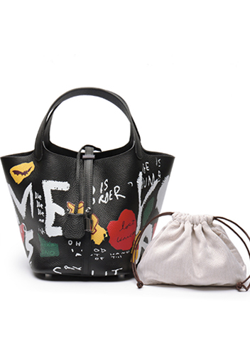 Estelle Leather Bag Graffiti Black