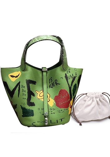 Estelle Leather Bag Graffiti Green