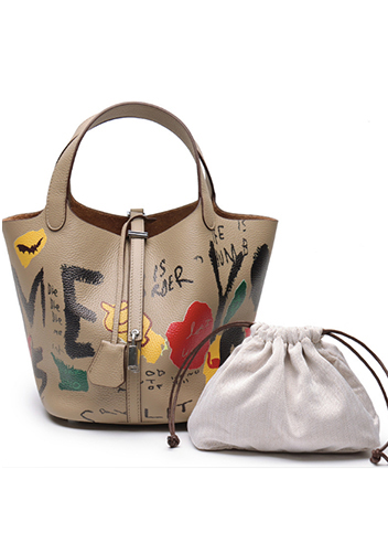 Estelle Leather Bag Graffiti Grey