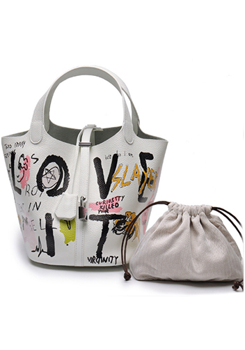 Estelle Leather Bag Graffiti White Black