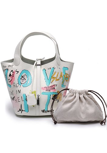 Estelle Leather Bag Graffiti White Blue