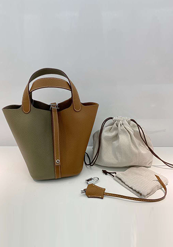 Estelle Bicolor Leather Bag Grey Camel