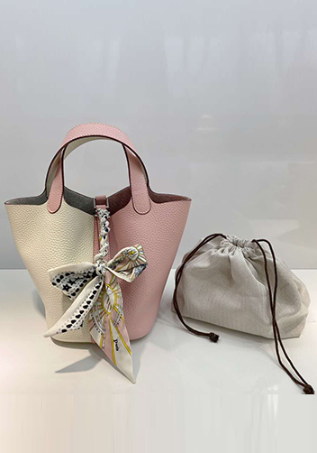 Estelle Bicolor Leather Bag White Pink