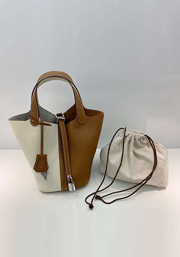 Estelle Bicolor Leather Bag White Camel