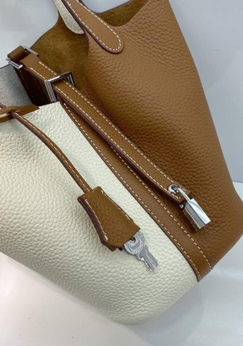 Estelle Bicolor Leather Bag White Camel