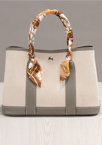 Tiger Lyly Carla Medium Tote Leather With Canvas Dark Grey