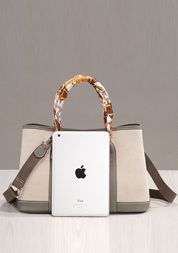 Tiger Lyly Carla Medium Tote Leather With Canvas Dark Grey