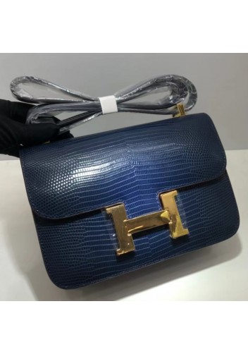 Tiger Lyly Cornelia 23 Gold Hardware Lizard Leather Blue