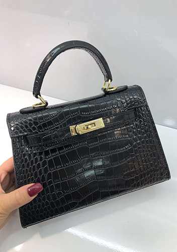 Tiger Lyly Garbo Leather Croc Effect Mini Bag Black