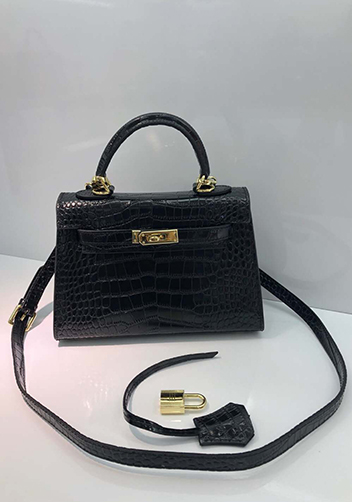 Tiger Lyly Garbo Leather Croc Effect Mini Bag Black