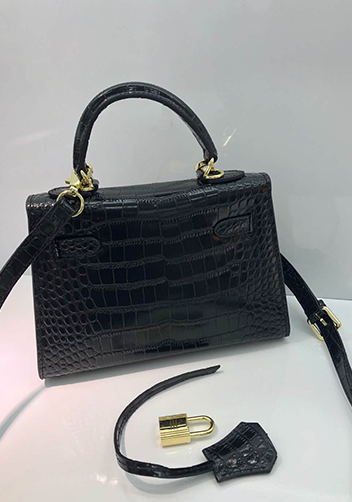 Tiger Lyly Garbo Leather Croc Effect Mini Bag Black