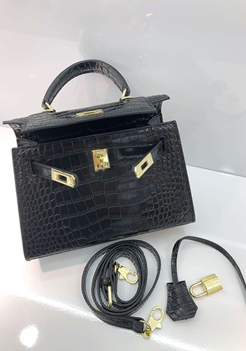 Tiger Lyly Garbo Leather Croc Effect Mini Bag Black