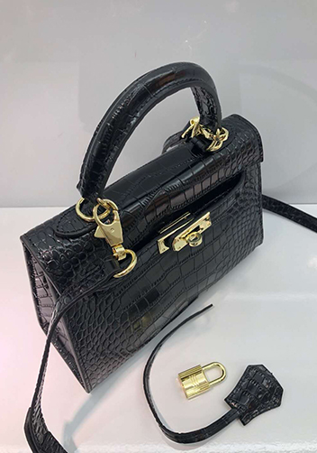 Tiger Lyly Garbo Leather Croc Effect Mini Bag Black