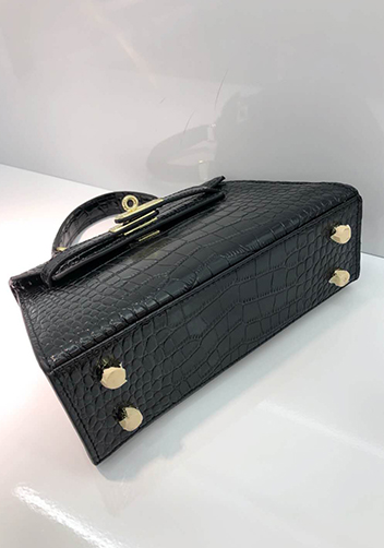 Tiger Lyly Garbo Leather Croc Effect Mini Bag Black