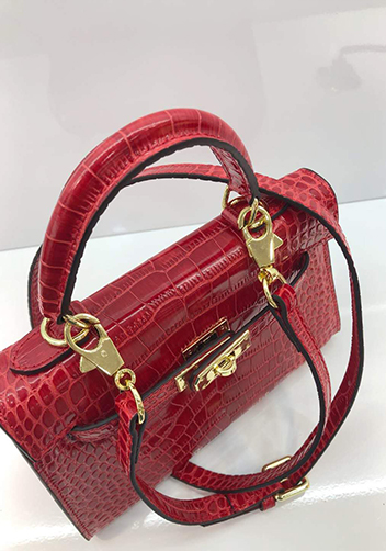 Tiger Lyly Garbo Leather Croc Effect Mini Bag Burgundy