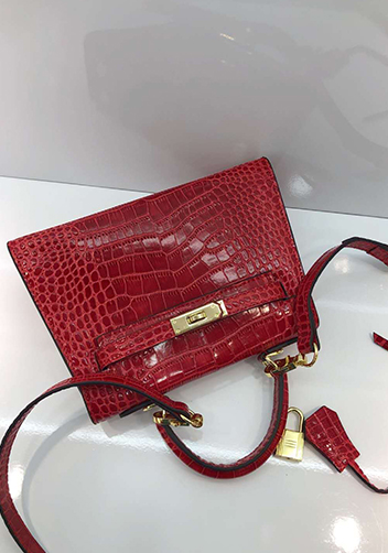 Tiger Lyly Garbo Leather Croc Effect Mini Bag Burgundy