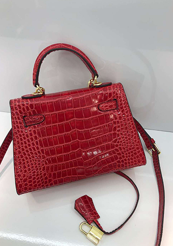 Tiger Lyly Garbo Leather Croc Effect Mini Bag Burgundy