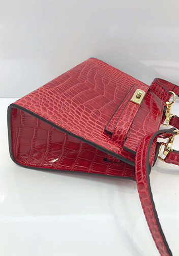 Tiger Lyly Garbo Leather Croc Effect Mini Bag Burgundy