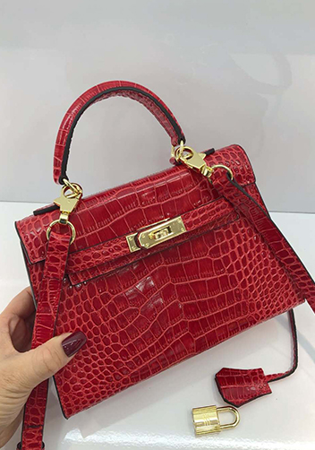 Tiger Lyly Garbo Leather Croc Effect Mini Bag Burgundy