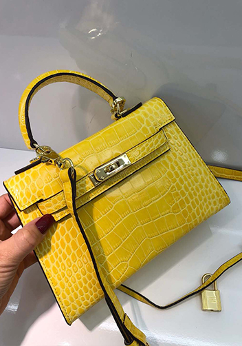 Tiger Lyly Garbo Leather Croc Effect Mini Bag Yellow