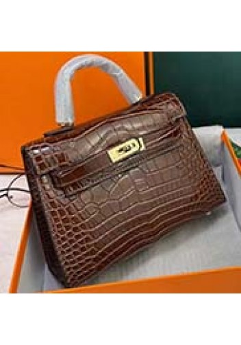 Tiger Lyly Garbo Croc Cowhide Leather Bag Brown 9