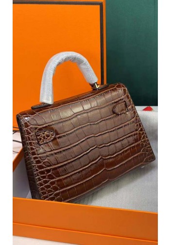 Tiger Lyly Garbo Croc Cowhide Leather Bag Brown 9