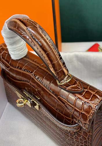 Tiger Lyly Garbo Croc Cowhide Leather Bag Brown 9