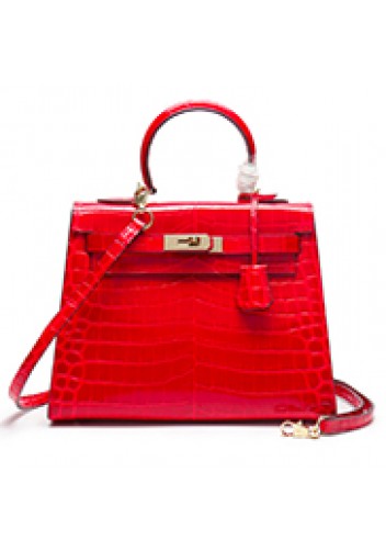 Tiger Lyly Garbo Croc Leather Bag Red 10