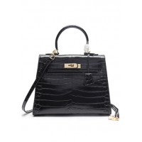 Tiger Lyly Garbo Croc Leather Bag Black 11