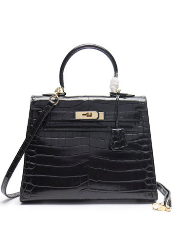 Tiger Lyly Garbo Croc Leather Bag Black 11