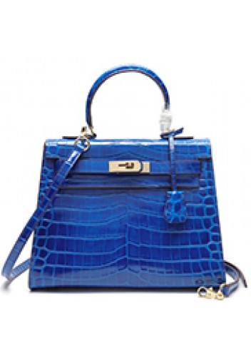 Tiger Lyly Garbo Croc Leather Bag Blue 11