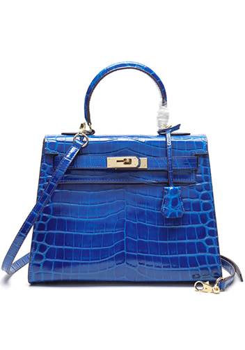 Tiger Lyly Garbo Croc Leather Bag Blue 11